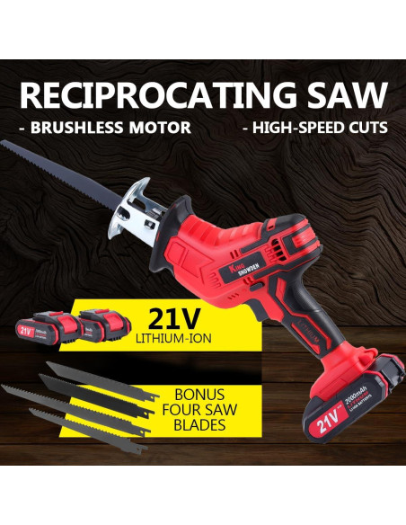 Sierra Recíproca Inalámbrica Drytuns 21V 3000RPM 4 Cuchillas Sierra Recíproca Inalámbrica Drytuns 21V 3000RPM 4 Cuchillas
