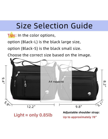 Bolso de Hombro MINTEGRA Negro Grande con Múltiples Bolsillos Bolso de Hombro MINTEGRA Negro Grande con Múltiples Bolsillos