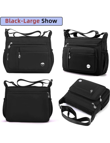 Bolso de Hombro MINTEGRA Negro Grande con Múltiples Bolsillos