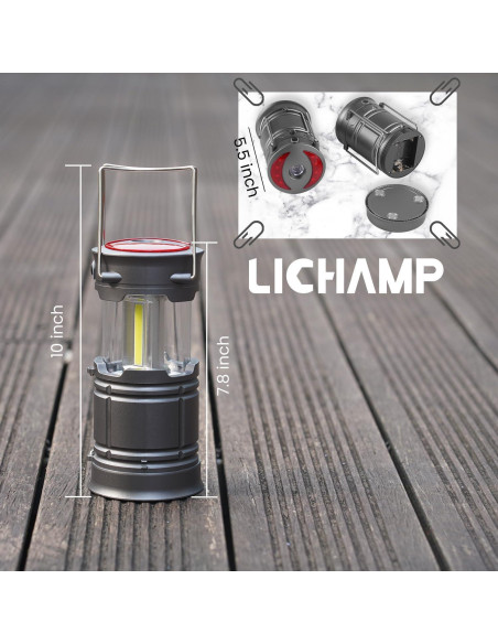Linterna LED Plegable Lichamp 4 Pack 300 Lúmenes Camping Linterna LED Plegable Lichamp 4 Pack 300 Lúmenes Camping