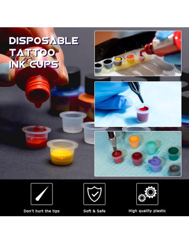 Tazas de Tinta para Tatuajes WZPB - 300 Piezas Mixtas
