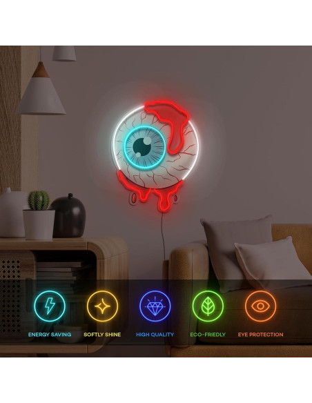 Cartel de Neón LED Ojo Sangriento Vital Neon 58.4x45.7cm Cartel de Neón LED Ojo Sangriento Vital Neon 58.4x45.7cm