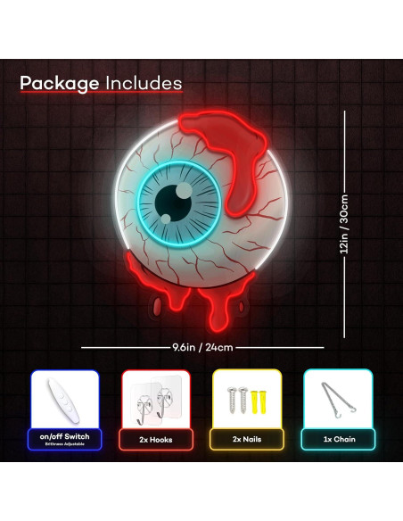 Cartel de Neón LED Ojo Sangriento Vital Neon 58.4x45.7cm Cartel de Neón LED Ojo Sangriento Vital Neon 58.4x45.7cm