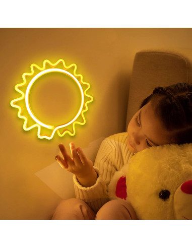 Cartel de Neón Girasol ENUOLI Luz Cálida USB y Batería