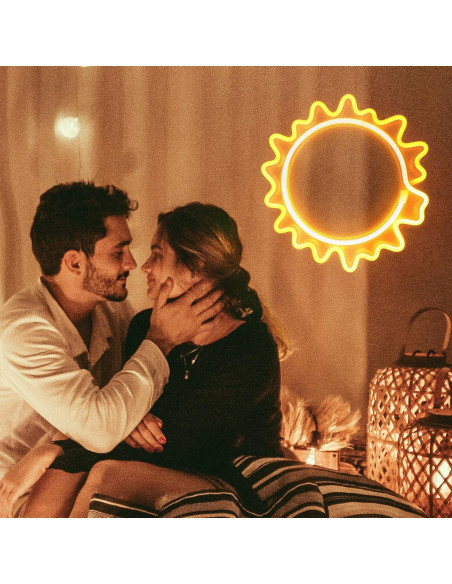 Cartel de Neón Girasol ENUOLI Luz Cálida USB y Batería Cartel de Neón Girasol ENUOLI Luz Cálida USB y Batería