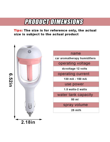 Humidificador de coche DUSCOKE mini portátil 16.54 cm rosa