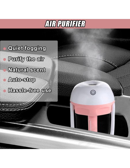Humidificador de coche DUSCOKE mini portátil 16.54 cm rosa Humidificador de coche DUSCOKE mini portátil 16.54 cm rosa