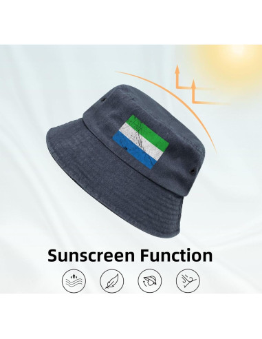 Sombrero de Cubo Unisex KCNSEZA Algodón Textura Bandera Sierra Leona