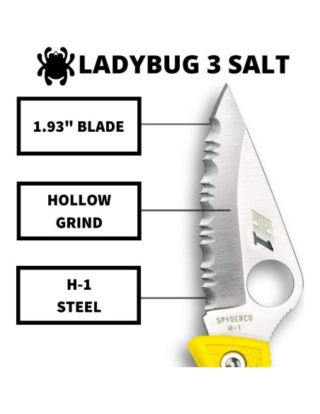 Cuchillo Spyderco Ladybug 3 Salt H-1 4.9 cm Amarillo FRN Cuchillo Spyderco Ladybug 3 Salt H-1 4.9 cm Amarillo FRN