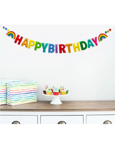 Banner Colorido de Feliz Cumpleaños Arcoíris Pinkblume 1.5m