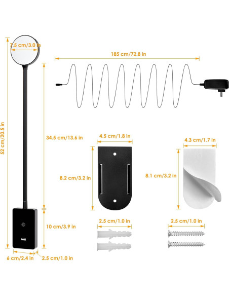 Luz de Lectura Montada en Pared LED ENUOTEK 5W 500Lm Control Remoto Luz de Lectura Montada en Pared LED ENUOTEK 5W 500Lm Control Remoto