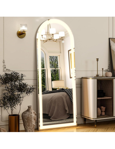 Espejo de Cuerpo Entero LED Easly 142x53cm Arqueado Blanco