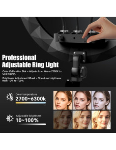 Anillo de Luz LED 48 cm con Trípode Ajustable 198 cm SH Negro 2