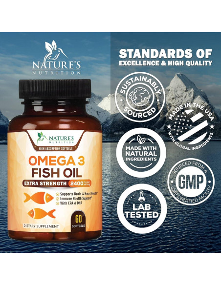 Aceite de Pescado Omega 3 2400 mg Nature's Nutrition - 60 Cápsulas Aceite de Pescado Omega 3 2400 mg Nature's Nutrition - 60 Cápsulas