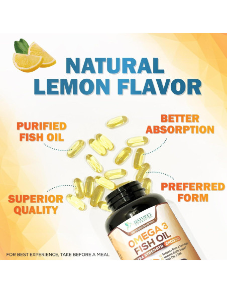 Aceite de Pescado Omega 3 2400 mg Nature's Nutrition - 60 Cápsulas Aceite de Pescado Omega 3 2400 mg Nature's Nutrition - 60 Cápsulas