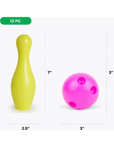 Juego de Bolos para Niños Boley - 12 Piezas Multicolor