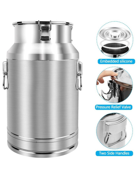 Lata de Leche Acero Inoxidable 304 20L con Grifo y Tapa Sellada Lata de Leche Acero Inoxidable 304 20L con Grifo y Tapa Sellada