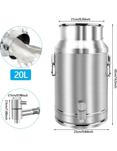 Lata de Leche Acero Inoxidable 304 20L con Grifo y Tapa Sellada Lata de Leche Acero Inoxidable 304 20L con Grifo y Tapa Sellada