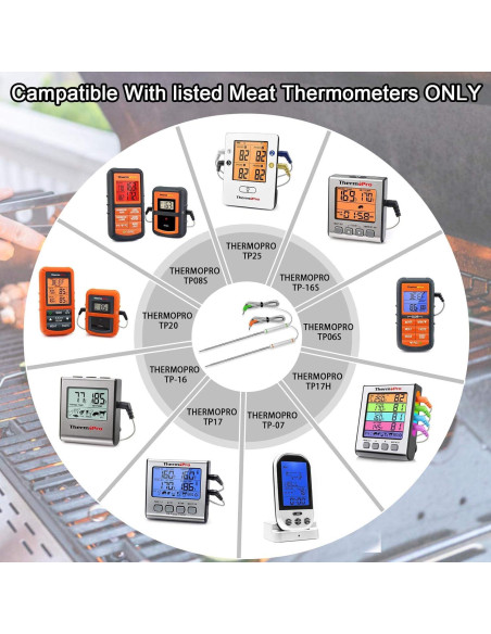 Sonda de Temperatura de Carne YUFUU para Thermopro TP20 TP17 TP16 - Juego de 2 Piezas Sonda de Temperatura de Carne YUFUU para Thermopro TP20 TP17 TP16 - Juego de 2 Piezas