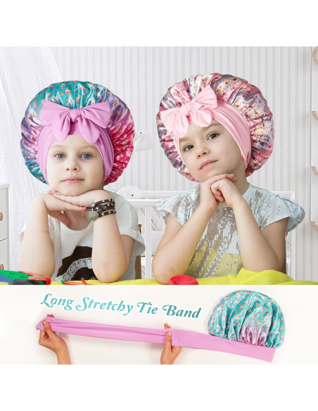 2 Gorras de Seda para Niños Choshion - Gorro de Dormir Ajustable 2 Gorras de Seda para Niños Choshion - Gorro de Dormir Ajustable