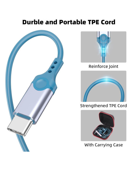 Auriculares In-Ear USB C COOYA HiFi con Micrófono - Azul Lago Auriculares In-Ear USB C COOYA HiFi con Micrófono - Azul Lago