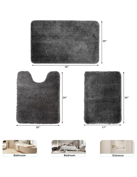 Conjunto de Alfombrillas de Baño wyewye 3 Piezas Antideslizantes Conjunto de Alfombrillas de Baño wyewye 3 Piezas Antideslizantes