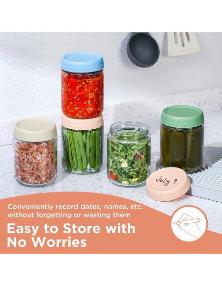 Tarros de Vidrio DRKIO 16 Oz - 6 Piezas con Tapas Herméticas Tarros de Vidrio DRKIO 16 Oz - 6 Piezas con Tapas Herméticas