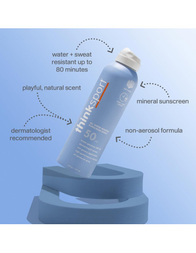 Spray Protector Solar Thinksport SPF 50 Mineral 180ml Resistente Agua