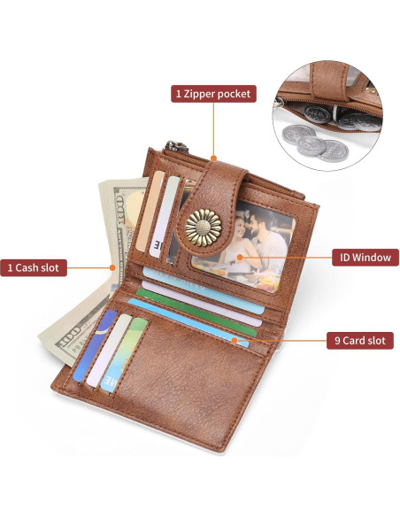 Cartera Pequeña SENDEFN Bifold Mujer con Bloqueo RFID - Beige Cartera Pequeña SENDEFN Bifold Mujer con Bloqueo RFID - Beige
