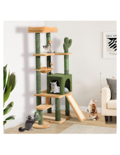 Torre de Gato YITAHOME Cactus 152 cm con Cepillo y Rascador
