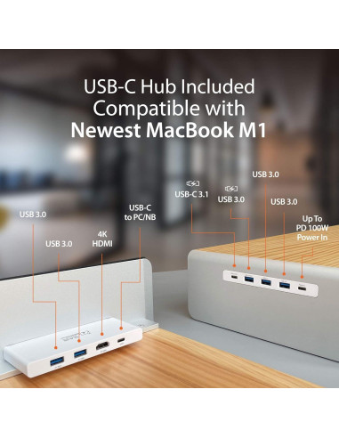 Soporte de Monitor de Madera j5create JCT425 con USB-C/HDMI