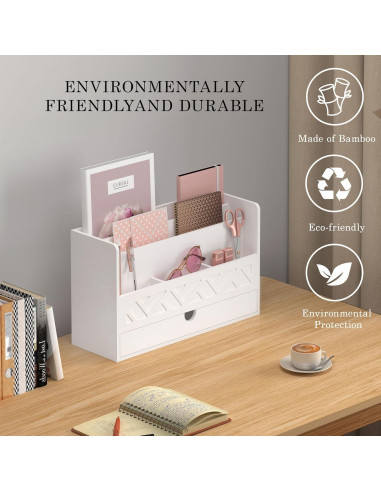Organizador de Correo de Bambú Wisuce con Cajón - 32x11x19 cm