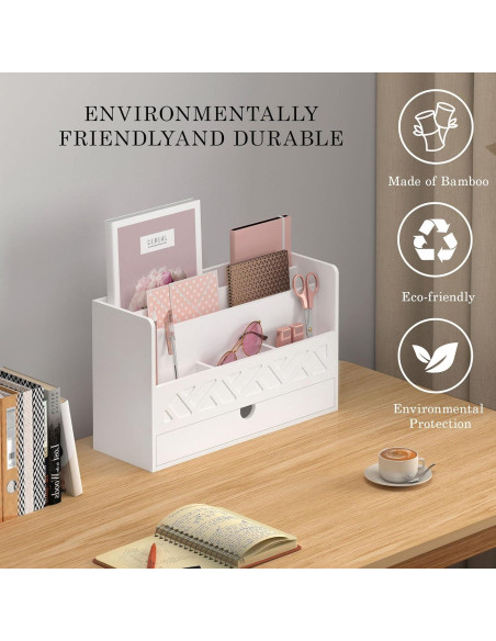 Organizador de Correo de Bambú Wisuce con Cajón - 32x11x19 cm Organizador de Correo de Bambú Wisuce con Cajón - 32x11x19 cm