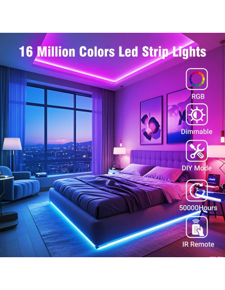 Tiras de Luz LED VOLIVO 30.48m RGB con Control Remoto y App Tiras de Luz LED VOLIVO 30.48m RGB con Control Remoto y App