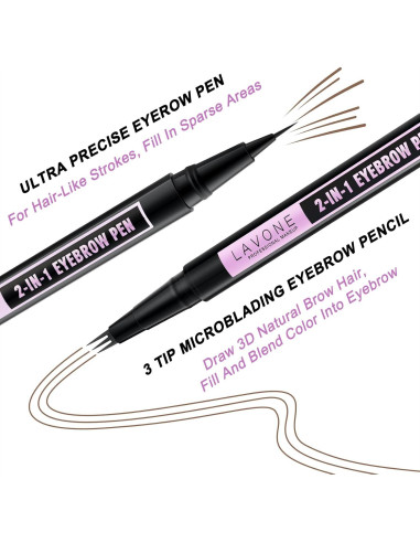 LAVONE Lápiz de Cejas 2-en-1 Microblading Marrón Suave