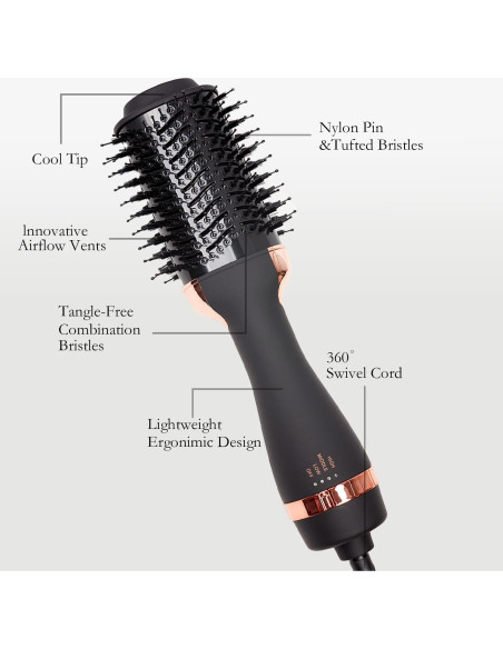 Cepillo Secador de Cabello Nothers 3 Niveles Calor Iónico Negro Cepillo Secador de Cabello Nothers 3 Niveles Calor Iónico Negro
