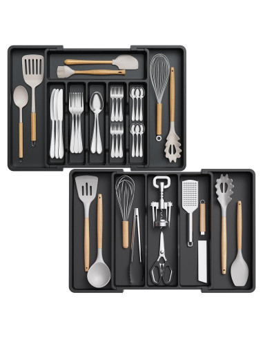 Organizador de Cubiertos Lifewit Expandible 57x38 cm Negro