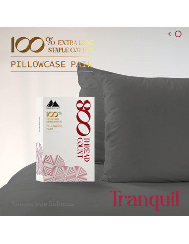 Juego de 2 Fundas de Almohada Mayfair Linen 100% Algodón Egipcio 800 Hilos Tamaño Queen - Gris Oscuro