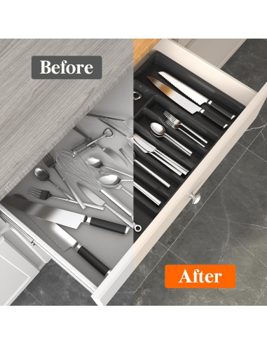 Organizador de Cubiertos Lifewit Expandible 57x38 cm Negro