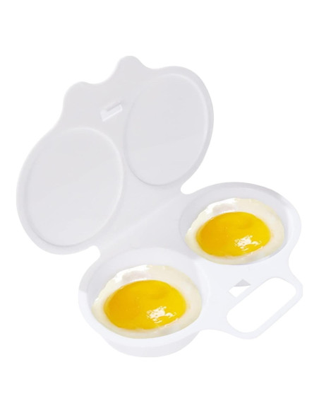 Poachador de Huevos de Microondas YuanHolumid 2 Cavidades Antiadherente Poachador de Huevos de Microondas YuanHolumid 2 Cavidades Antiadherente