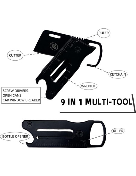 Cuchillo de Llavero Multifuncional XINYIKNIFE 9 en 1 Acero Inoxidable Cuchillo de Llavero Multifuncional XINYIKNIFE 9 en 1 Acero Inoxidable