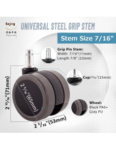 Ruedas de poliuretano para silla de oficina 11mm - Disfrutar Caster 2