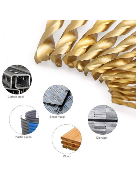 Juego de Brocas Hexagonales NORTOOLS 13 PCS HSS Titanio 1.5-6.4mm Juego de Brocas Hexagonales NORTOOLS 13 PCS HSS Titanio 1.5-6.4mm