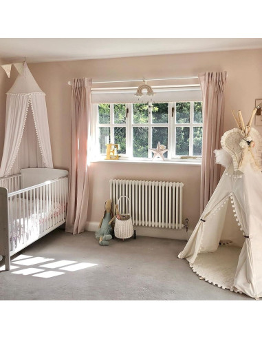 Dosel de Cama para Niña LOAOL 245 cm Algodón Rosa Pompones