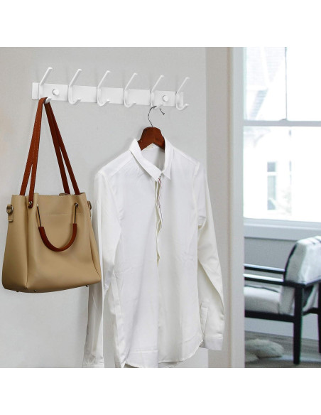 Perchero de pared WEBI blanco con 6 ganchos resistentes Perchero de pared WEBI blanco con 6 ganchos resistentes
