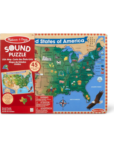 Rompecabezas de Sonido Mapa EE. UU. Melissa & Doug 40 Piezas