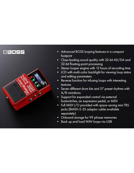 Boss RC-5 Loop Station con Cables y Púas - 13 Horas Grabación Boss RC-5 Loop Station con Cables y Púas - 13 Horas Grabación