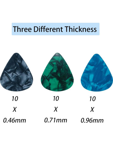 30 Púas de Guitarra Celluloide Multicolor 0.46mm 0.71mm 0.96mm