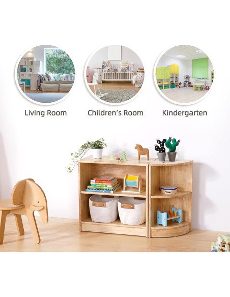 Estante Montessori OOOK 60 cm Madera Caucho Almacenamiento Juguetes Estante Montessori OOOK 60 cm Madera Caucho Almacenamiento Juguetes