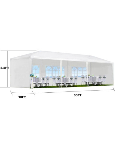 Carpa de Boda 10x30 Wheloy Impermeable con Paredes Desmontables